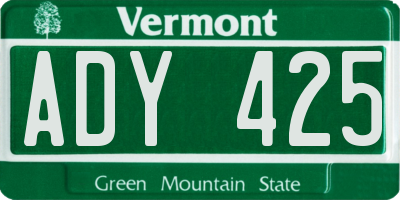 VT license plate ADY425