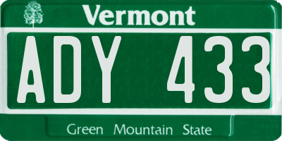 VT license plate ADY433