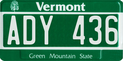 VT license plate ADY436