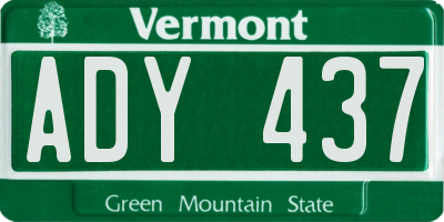 VT license plate ADY437