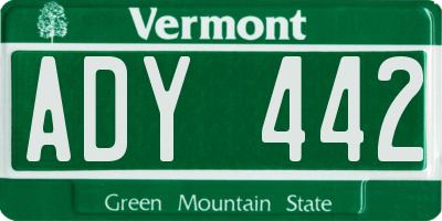 VT license plate ADY442
