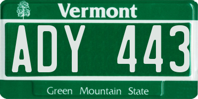 VT license plate ADY443