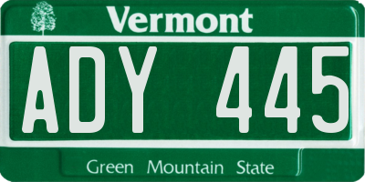 VT license plate ADY445