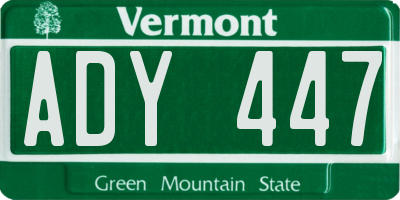 VT license plate ADY447