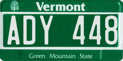 VT license plate ADY448