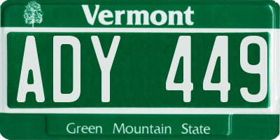 VT license plate ADY449