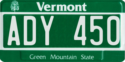 VT license plate ADY450