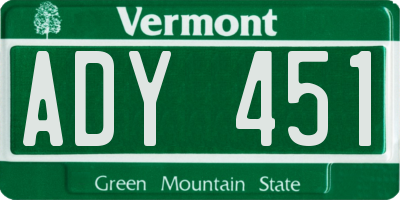 VT license plate ADY451