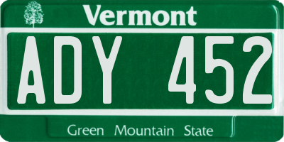 VT license plate ADY452