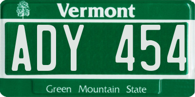 VT license plate ADY454