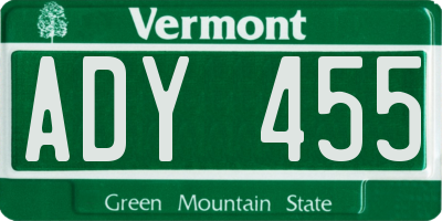 VT license plate ADY455