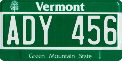 VT license plate ADY456
