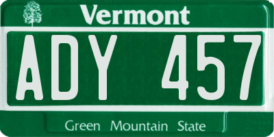 VT license plate ADY457