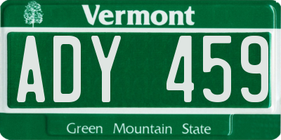 VT license plate ADY459