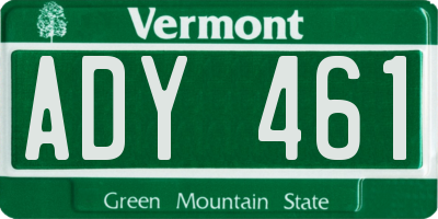 VT license plate ADY461