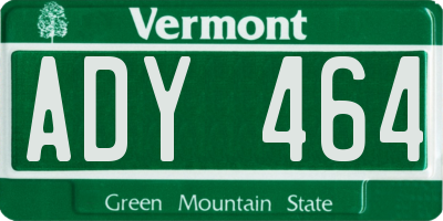 VT license plate ADY464