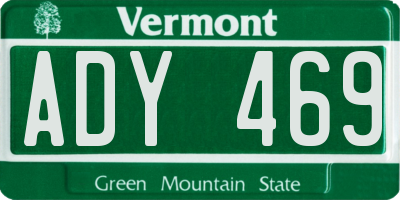 VT license plate ADY469