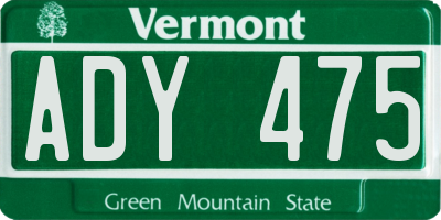 VT license plate ADY475