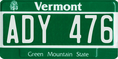VT license plate ADY476