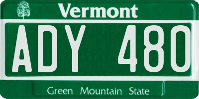 VT license plate ADY480