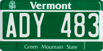 VT license plate ADY483