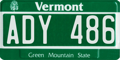 VT license plate ADY486