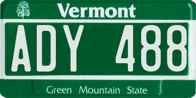 VT license plate ADY488