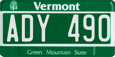 VT license plate ADY490
