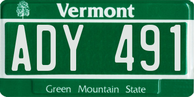 VT license plate ADY491