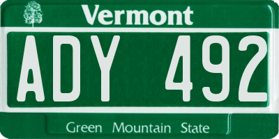 VT license plate ADY492