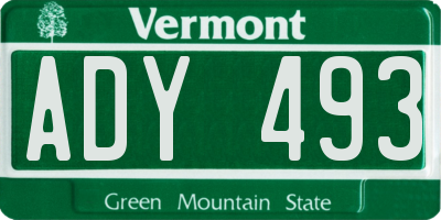 VT license plate ADY493