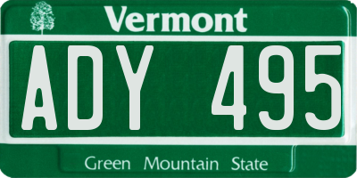 VT license plate ADY495