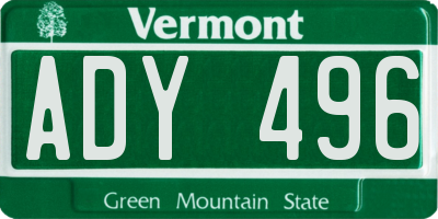 VT license plate ADY496