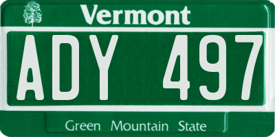 VT license plate ADY497