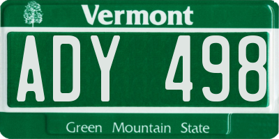 VT license plate ADY498