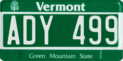 VT license plate ADY499