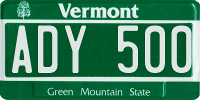 VT license plate ADY500