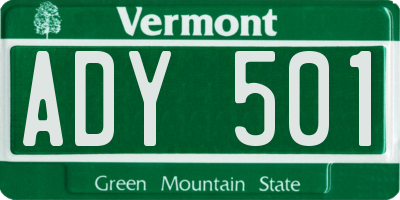 VT license plate ADY501