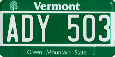 VT license plate ADY503