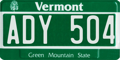 VT license plate ADY504