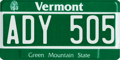 VT license plate ADY505