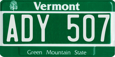VT license plate ADY507