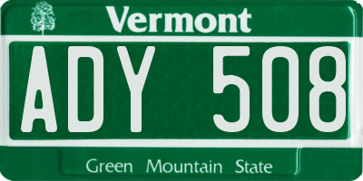 VT license plate ADY508