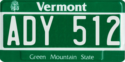 VT license plate ADY512