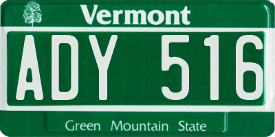 VT license plate ADY516