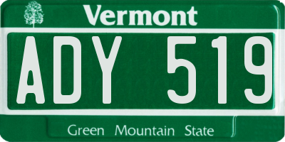 VT license plate ADY519