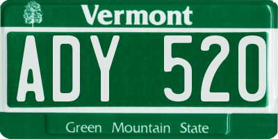 VT license plate ADY520