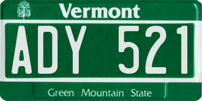 VT license plate ADY521