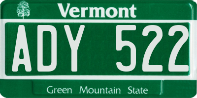 VT license plate ADY522