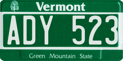 VT license plate ADY523